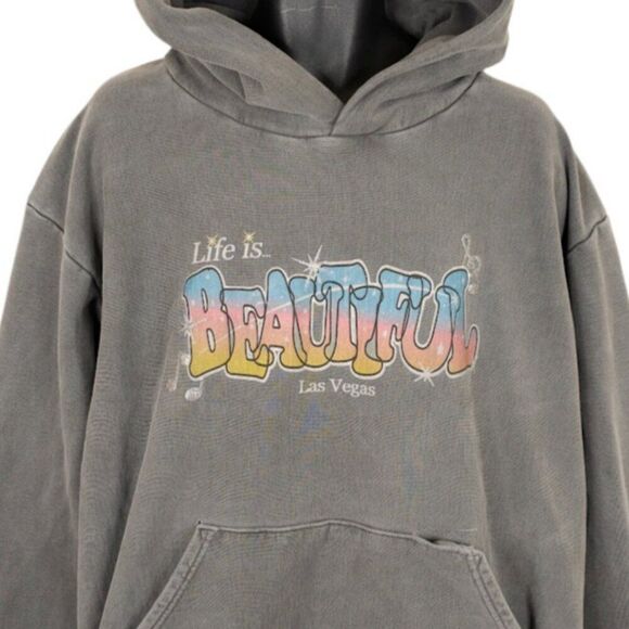 Life Is Beautiful Festival Sweatshirt Hoodie Mens Size 3XL Gray Feature 2022 USA
